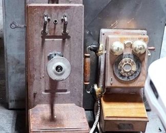 Antique Western Electric Co Wall Phone And Thomas Collector's Edition Wall Phone