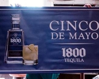 Patron 1800 Cinco De Mayo Banners Qty 3, 23"x43" And Corona Football Field Rug 36"x57", And Jack Daniels Vinyl Banner, Appear New