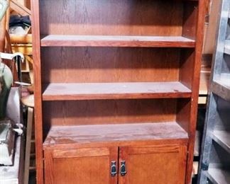 Two Door Wood Bookcase With Three Adjustable Shelves, 72"x36"x12"