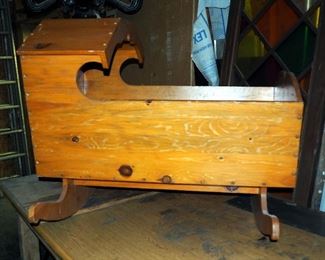 Solid Wood Rocking Infant Cradle With Mattress, 30"x36"x36"