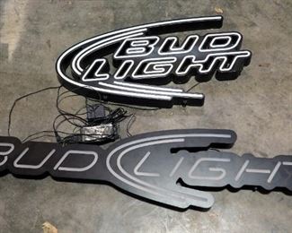 Lighted Bud Light Hanging Bar Signs Qty 2, 15"x30" And 11"x49"