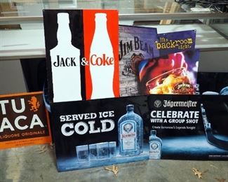 Metal Bar Signs Qty 6, Includes Jagermeister, Jack & Coke, Jim Bean, And Tuaca