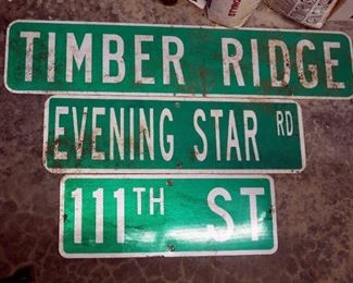 Street Signs Qty 3, 111th Street, Evening Star Rd, & Timber Ridge