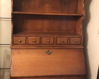 Vintage maple secretary hutch (75”H, 34.5”W, 16”D at bottom)