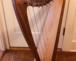 Dusty Strings handmade square back folk harp. Model FH26 with 26 strings, dated 1988, Serial #0540 (39.5”H, 23”W) Includes soft-sided carrying case.