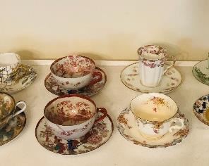 Lovely old cups & saucers - Japanese, Limoges, some hand painted (several dated 1883)