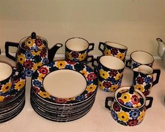 Old German floral dessert set, Japanese teapots + cups