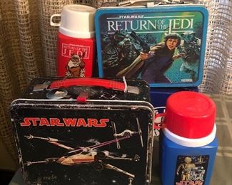 Vintage Star Wars & Return of the Jedi lunchboxes with Thermoses