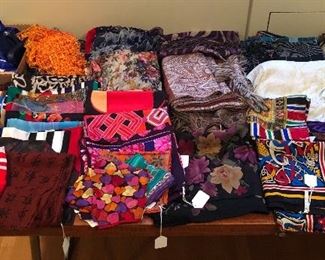 Lots of pretty scarves - silk, wool, woven & more! Assorted sizes & styles, some Vera, Oscar de la Renta, etc.