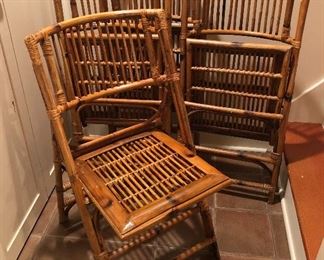 Set of 4 rattan folding chairs