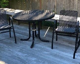 Industrial-look black metal patio set by Wabash Valley - 42” table + 4 chairs. Super sturdy, very heavy!