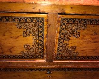 Detail of stencil on dresser