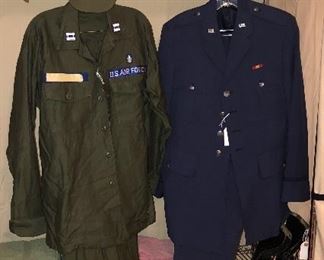 1970s Air Force uniforms + combat boots (size 11) Not shown: green field jacket