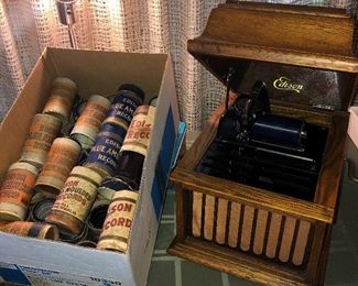 Antique Edison Amberola 30 cylinder phonograph with 40+ cylinder “records”