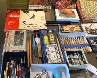 A few art supplies (lots of brushes!), sumi-e sets, sewing stuff, craft books, nice greetings cards