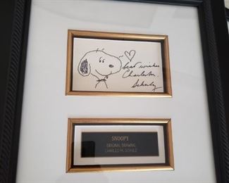 Original Snoopy Drawing with COA by Charles Schulz