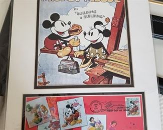 Walt Disney's Mickey and Minnie Mouse First Day of Issue Stamp art