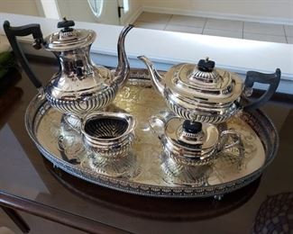 Silverplate Tea set and tray Sheffield England 