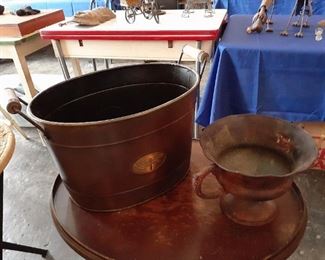 copper/tin pot and bucket