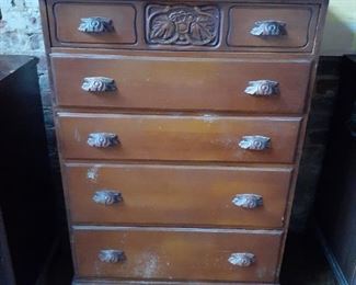 ornate chest of drawers - carved handles 