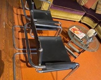 Mid Century - Modern leather and chrome chairs