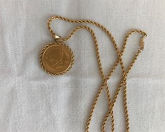1/2 ounce Krugerrand and gold chain
