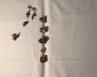 Gold & silver rings, pins & earrings