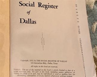 Dallas Social Register "Blue Book 1953"
