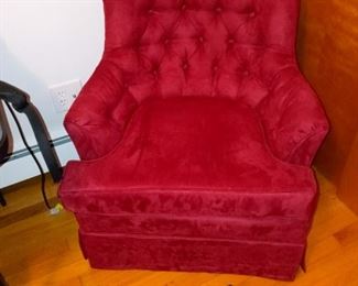 Red Velour Tufted Chair