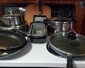 Various frying pans some brand new