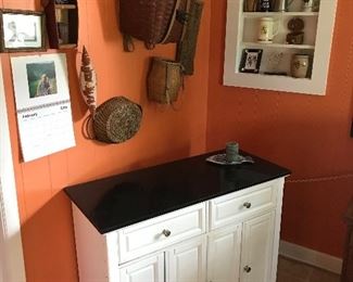 Floating counter and antique baskets
