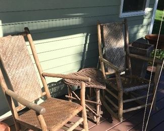  Vintage Adirondack rockers with matching table