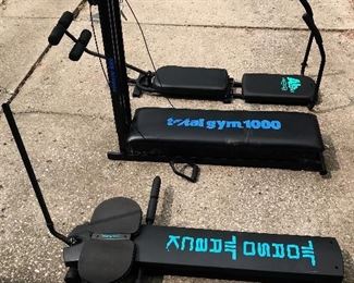 Front to Back: Torso Track(upper body/abdominal exerciser). Total Gym 1000 orig system. Ab Works by Nordic Track