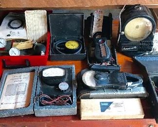 Vintage meters: Bacharach Tempscribe Temperature Recorder w orig box & manual, Amprobe digital clamp on multimeter, Robert Shaw pneumatic Calibration kit, Gemline Millivolt meter & thermocouple tester, Honeywell Test meter......