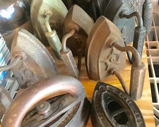 10 Various Antique Sadd Irons,,,,
