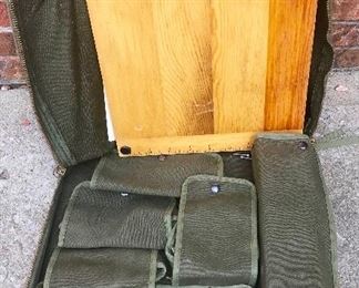 Vintage Army Corp of Engineers (Surveying) Field Kit w Tripod-Sketch board-Canvas snap pocket carrying case.....
