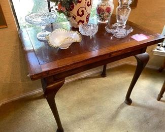 Antique oak flip top game table