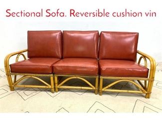 Lot 1014 WARD WICKER WARE Sectional Sofa. Reversible cushion vin