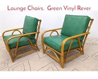 Lot 1015 Pair WARD WICKER WARE Lounge Chairs. Green Vinyl Rever