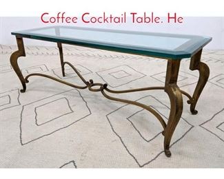 Lot 1025 Decorator Gilt Iron and Glass Coffee Cocktail Table. He