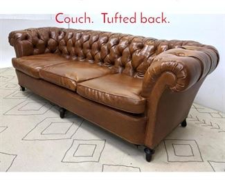 Lot 1028 Vinyl Chesterfield Style Sofa Couch. Tufted back.