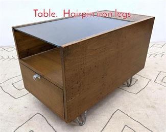 Lot 1029 Herman Miller Side End Table. Hairpin iron legs. 