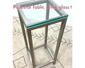 Lot 1032 Modernist Steel and Glass Pedestal Table. Thick glass t