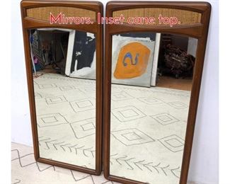 Lot 1033 Pair American Modern Wall Mirrors. Inset cane top.