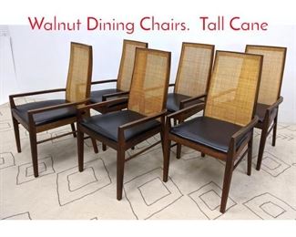 Lot 1036 set 6 American Modern Walnut Dining Chairs. Tall Cane