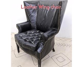 Lot 1050 Restoration Hardware Black Leather Wing chair.