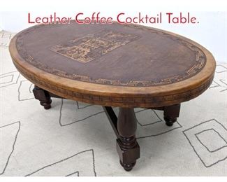 Lot 1051 ANGEL PAZMINO Tooled Leather Coffee Cocktail Table. 