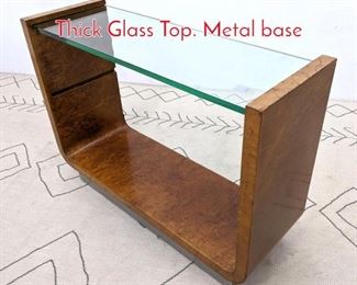 Lot 1058 Art Deco Console Table With Thick Glass Top. Metal base