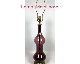Lot 1071 Purple Murano Glass Table Lamp. Metal base.