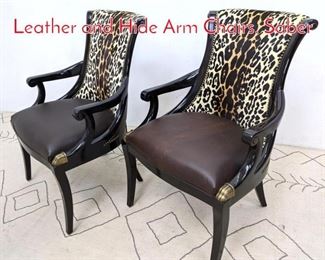 Lot 1097 Pair MAITLAND SMITH Leather and Hide Arm Chairs. Saber